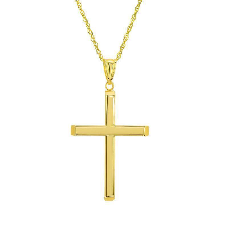 10k Gold Polished Cross Pendant Necklace, Womens Product Image