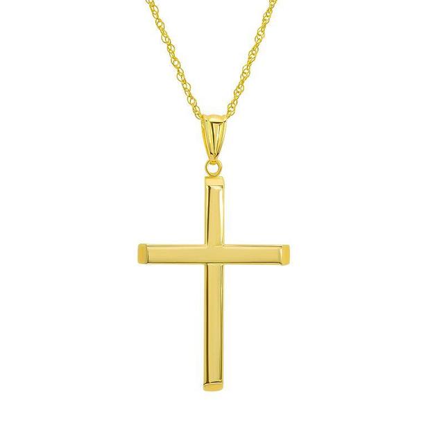 10k Gold Polished Cross Pendant Necklace, Womens Yellow Product Image