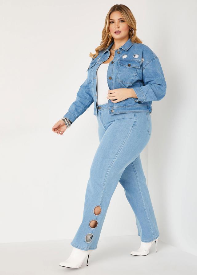 Crystal Cutout Bootcut Jeans Product Image