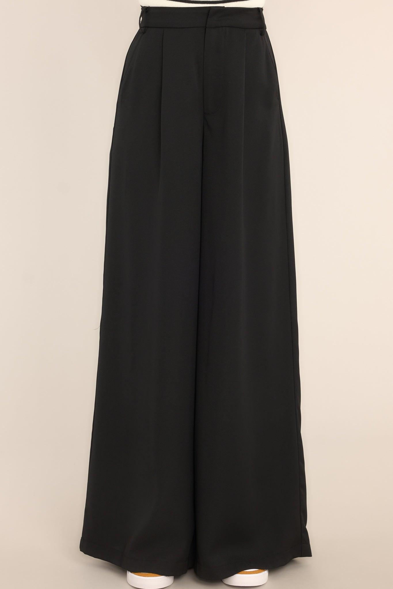 Office Chic Black Wide Leg Pants Product Image