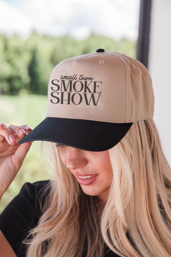 Small Town Smoke Show Black and Khaki Trucker Hat Product Image