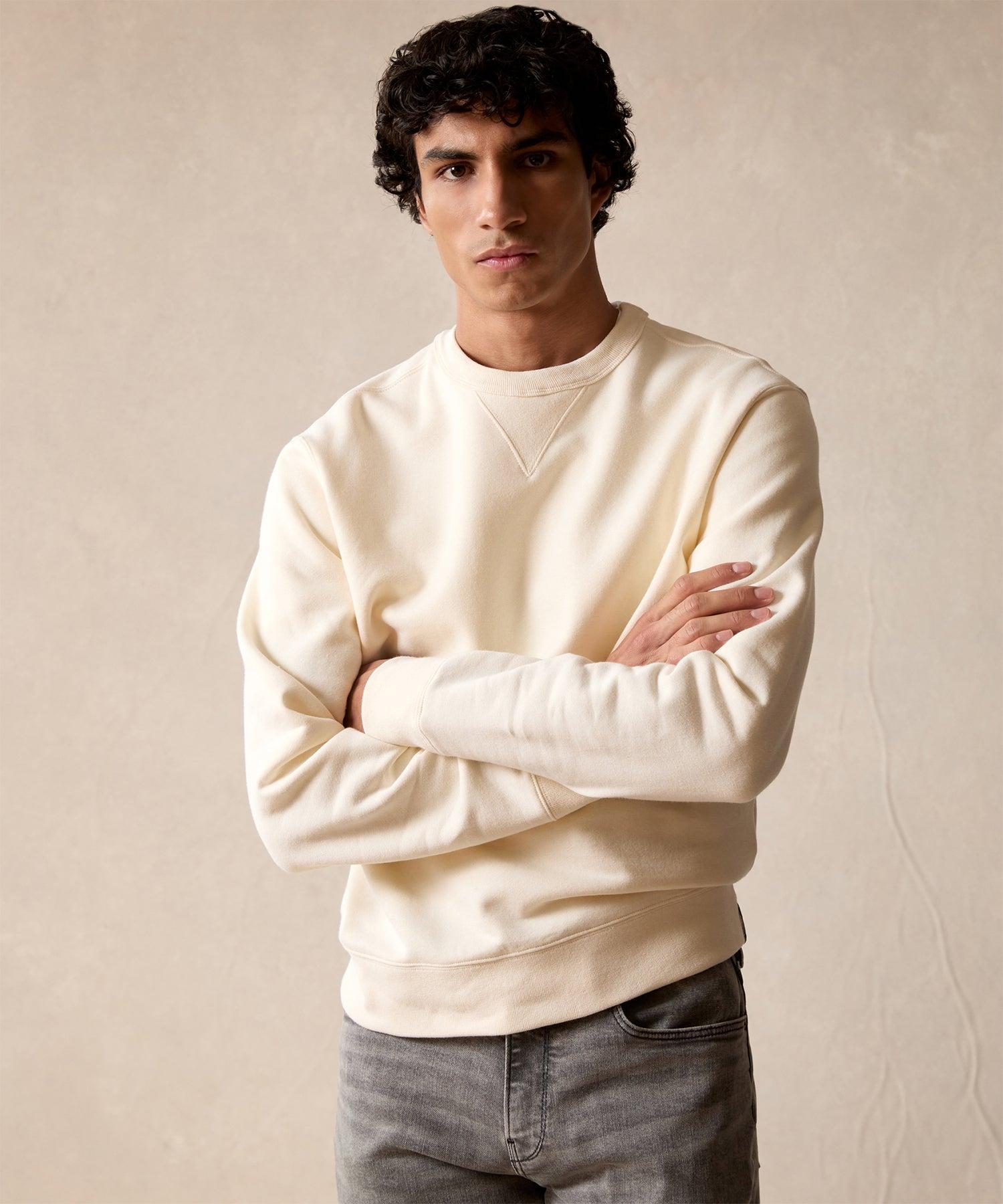 Cotton-Camelhair Fleece Sweatshirt in Vintage White Product Image