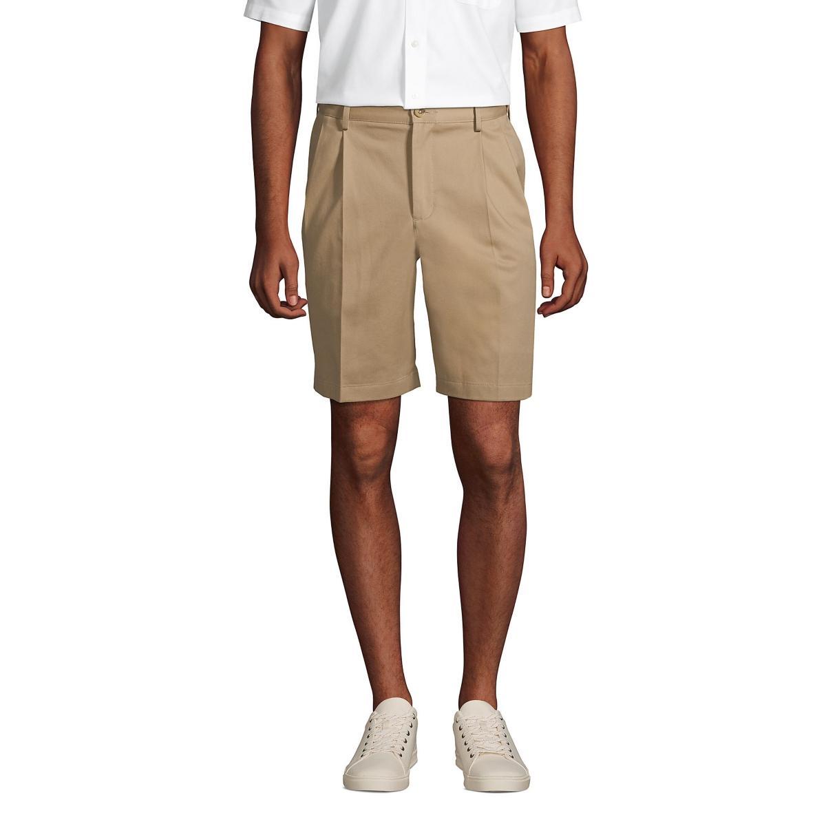 Mens Lands End Comfort Waist 9-inch No-Iron Pleated Chino Shorts Product Image