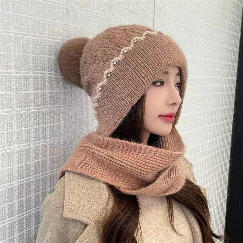 Pom-Pom Beanie with Scarf Product Image