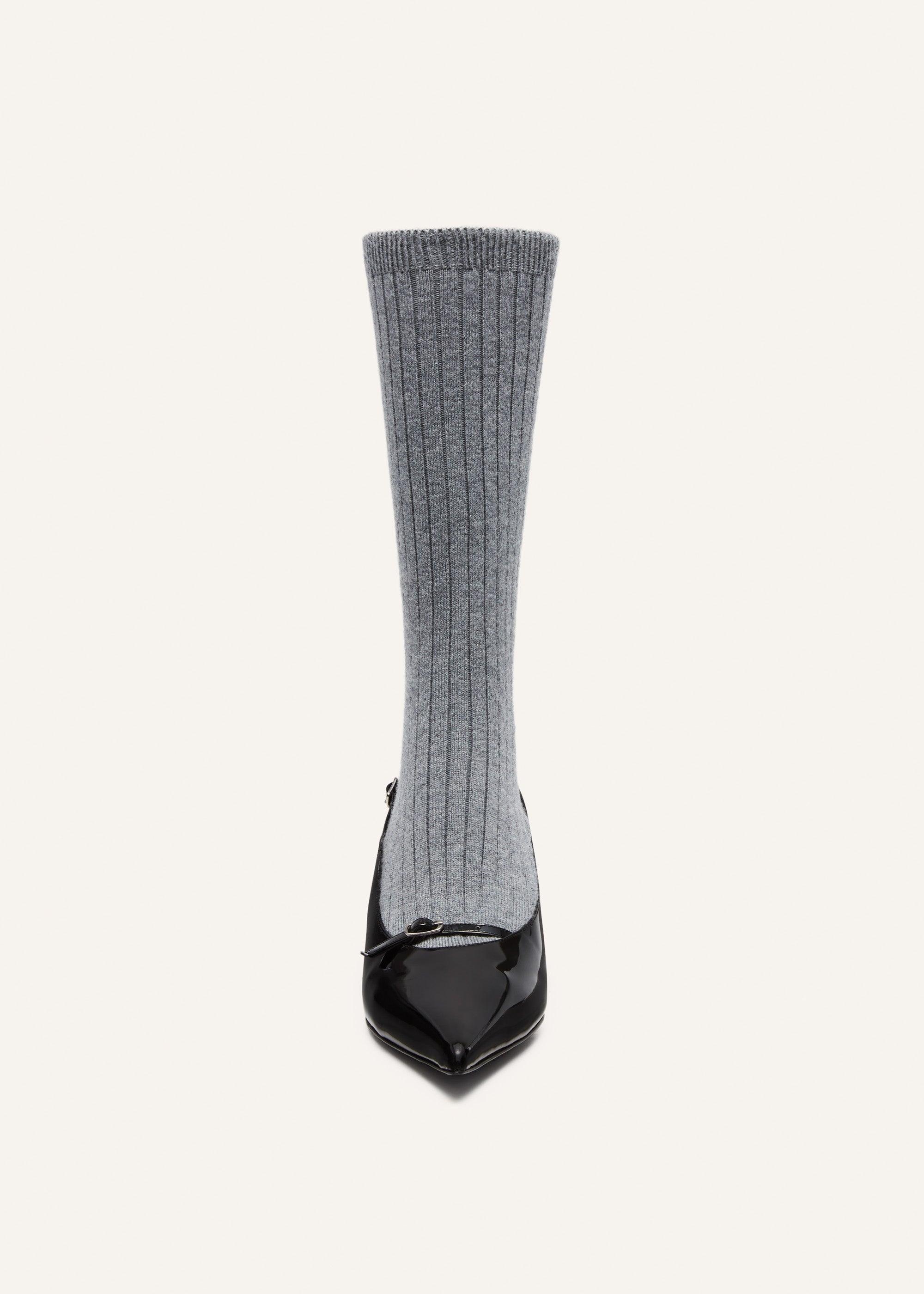 Ribbed sock kitten heels in grey Product Image