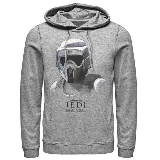 Mens Star Wars Jedi: Fallen Order Grayscale Scout Trooper Hoodie Athletic Grey Product Image