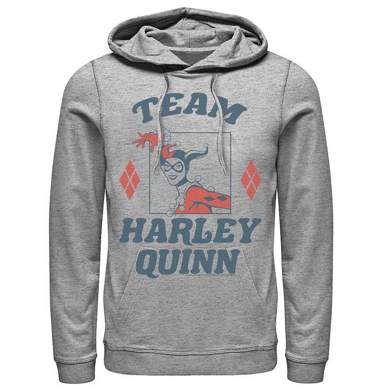 Mens Batman Team Harley Quinn Vintage Portrait Hoodie Athletic Grey Product Image