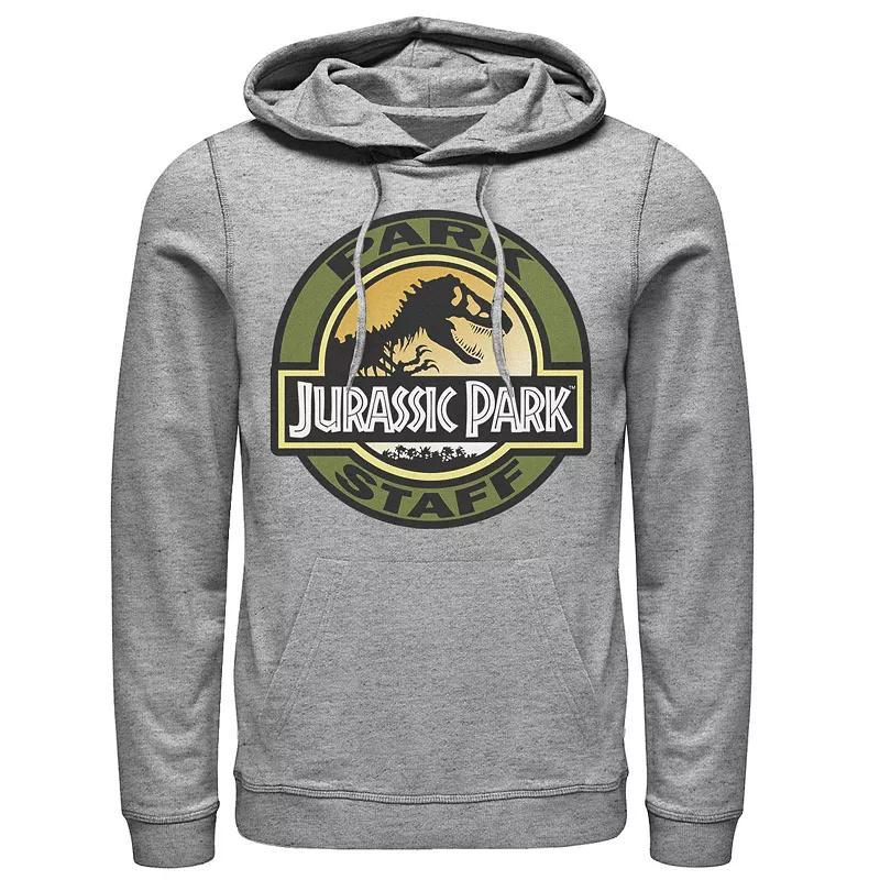 Mens Jurassic Park Staff Icon T-Rex Skeleton Graphic Pullover Hoodie Grey Heather Product Image