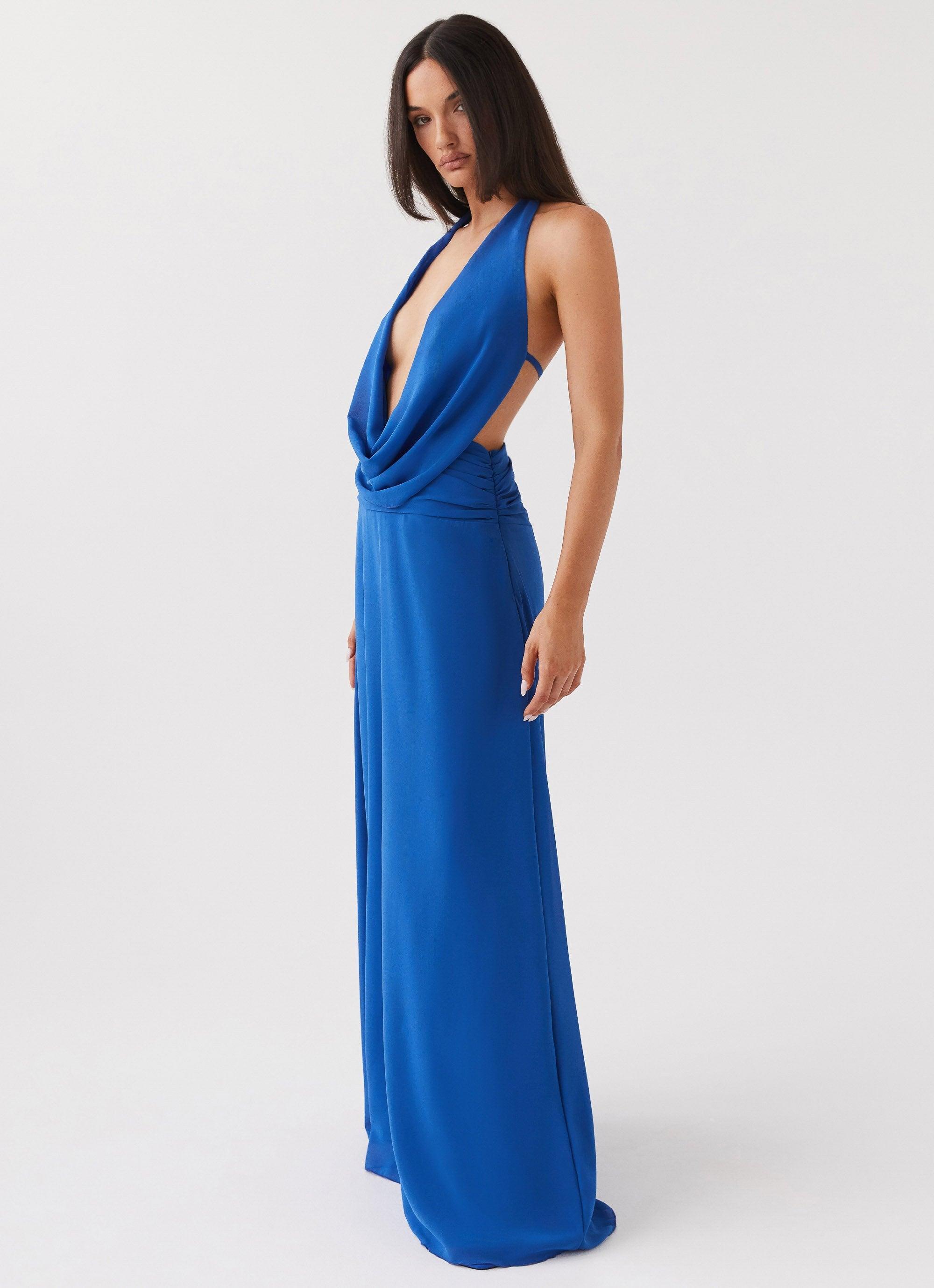 Elysia Chiffon Maxi Dress - Cobalt Product Image