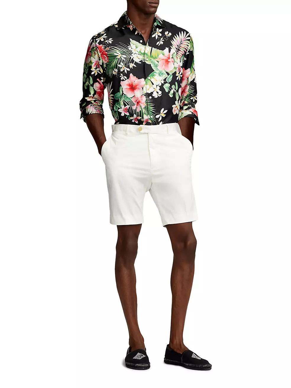 Floral Silk Long-Sleeve Sport Shirt Product Image