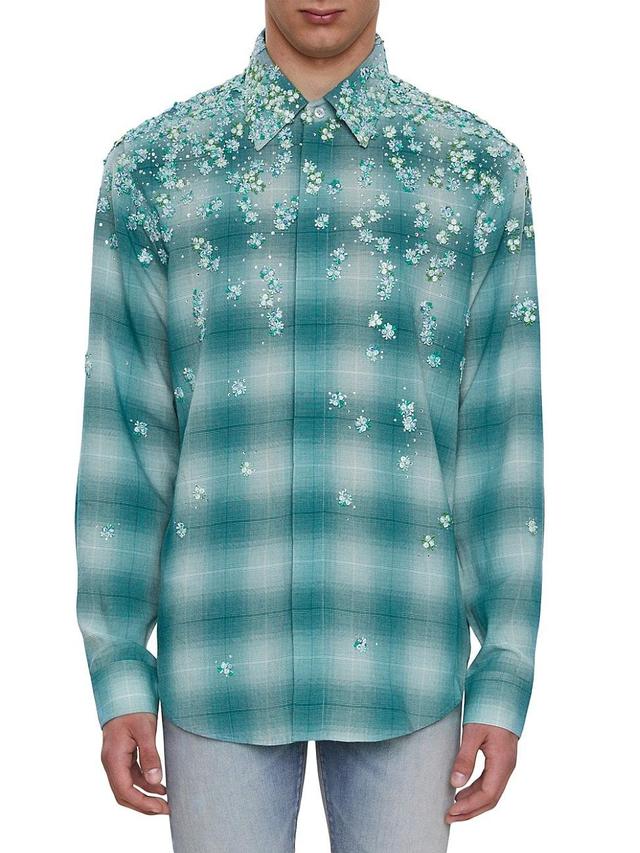 Mens Floral Appliqu Flannel Shirt Product Image