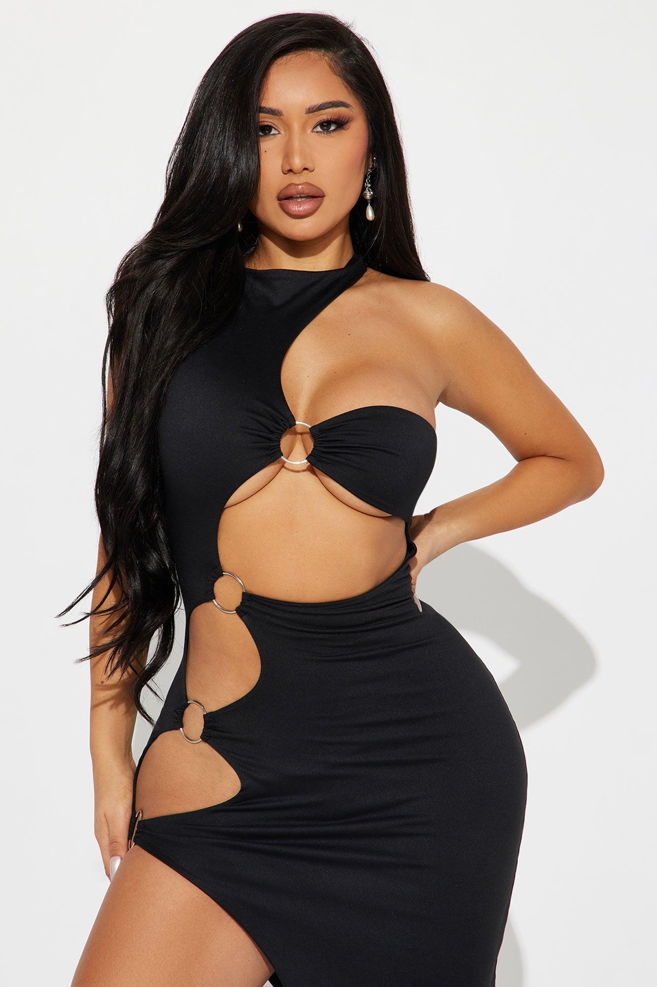 The Enchantress Cut Out Midi Dress - Black Product Image