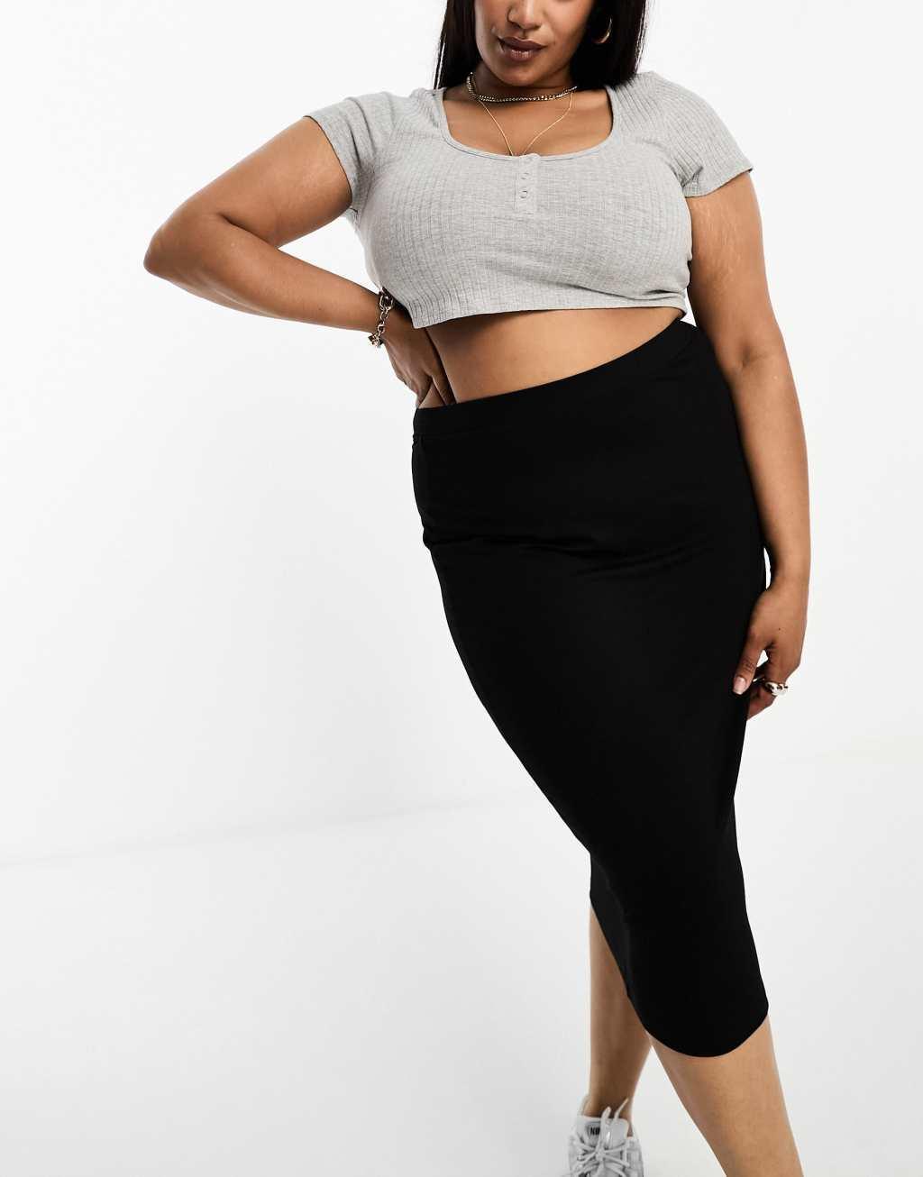 ASOS DESIGN Curve jersey pencil midi skirt Product Image