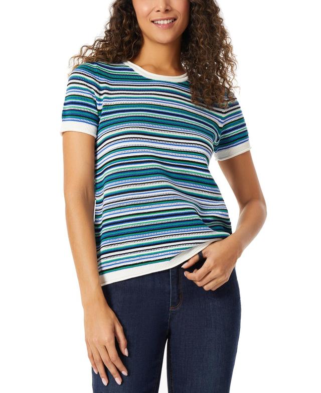 Jones New York Womens Striped Scoop-Neck Sweater Product Image