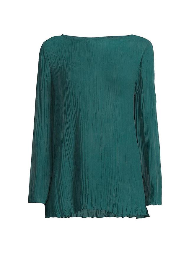 Womens Boatneck Pleated Silk Tunic Product Image