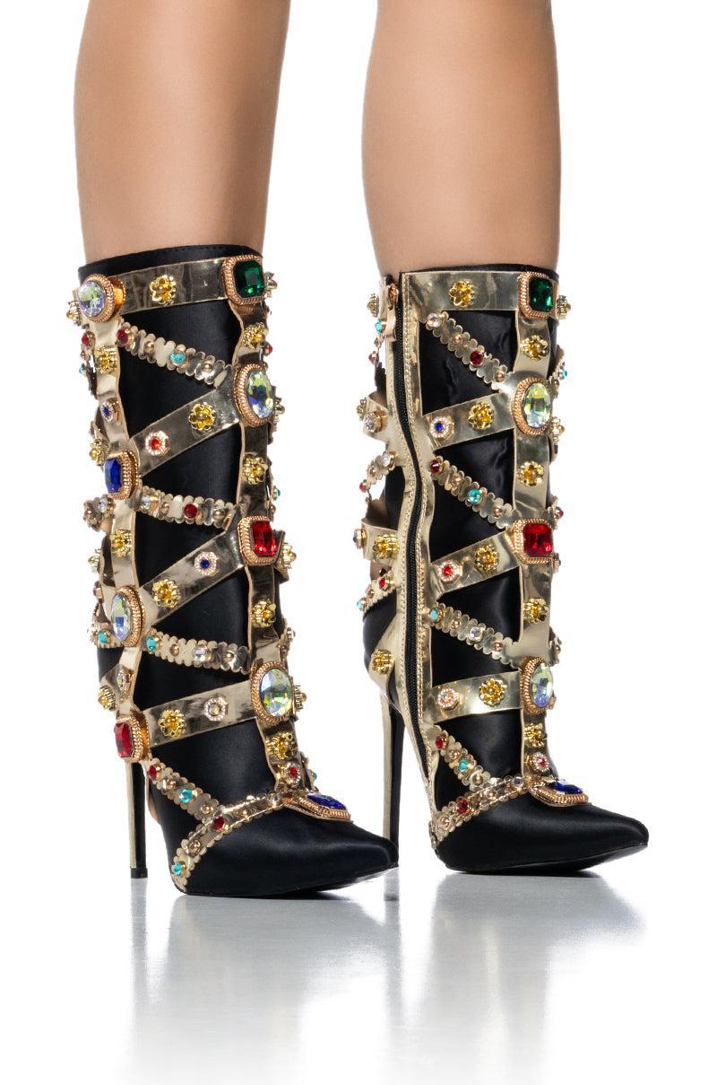 AZALEA WANG MARTINEZ EMBELLISHED BOOTIE IN BLACK Product Image