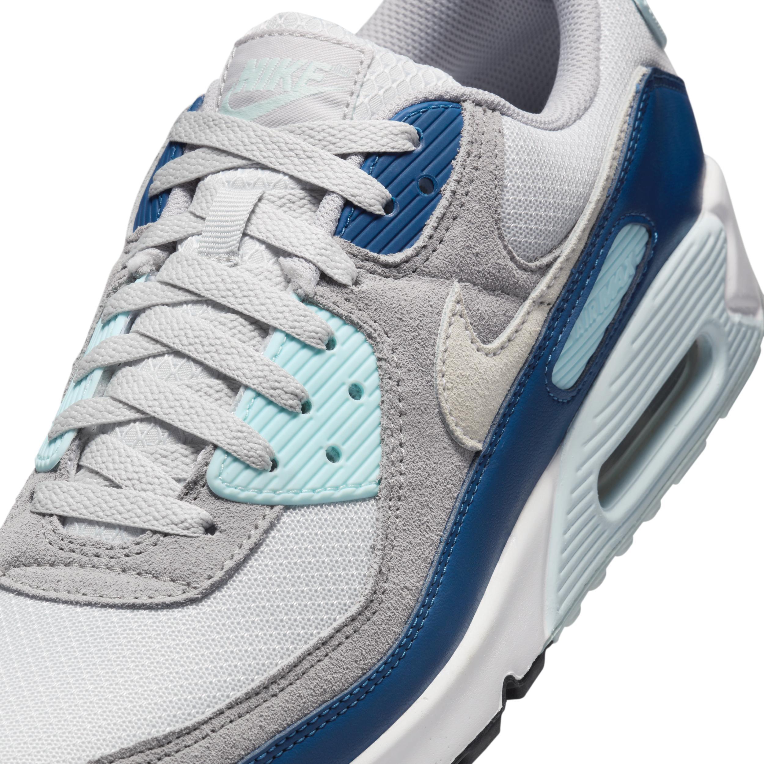 Nike Mens Nike Air Max 90 - Mens Shoes White/Blue/Grey Product Image