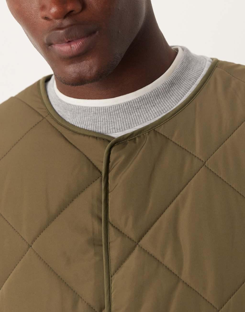 ASOS DESIGN quilted vest in khaki Product Image