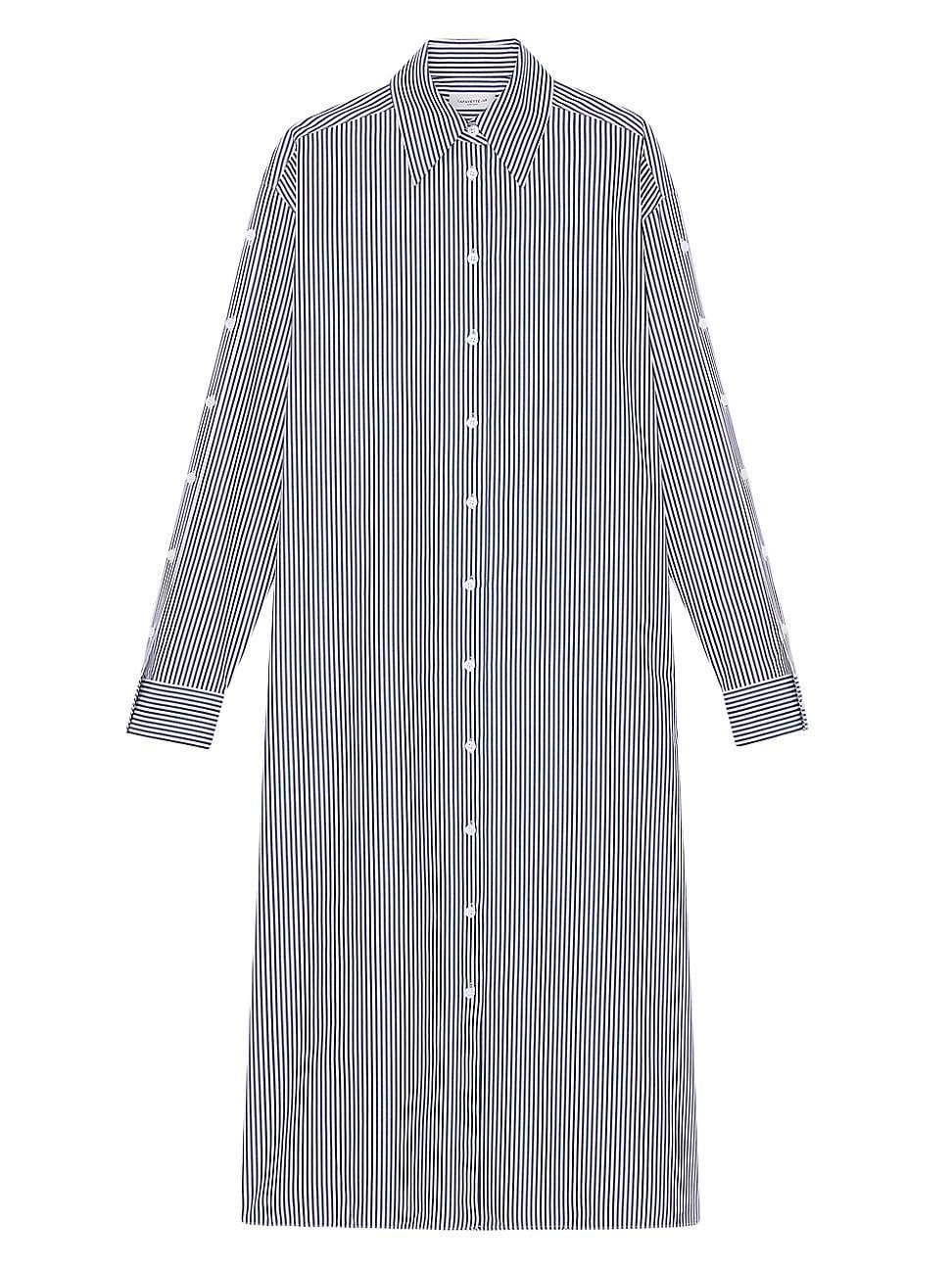 Lafayette 148 New York Stripe Long Sleeve Oversize Cotton Poplin Midi Shirtdress Product Image