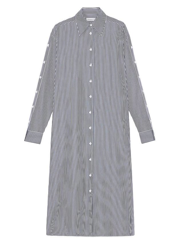 Womens Striped Cotton Poplin Oversized Shirtdress Product Image