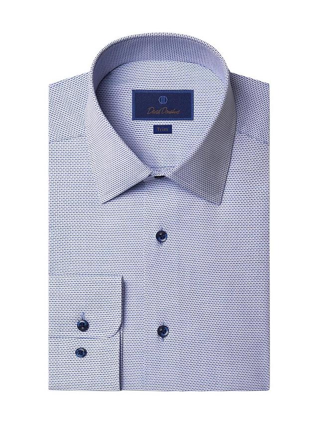 David Donahue Trim Fit Geometric Pattern Microdobby Dress Shirt Product Image