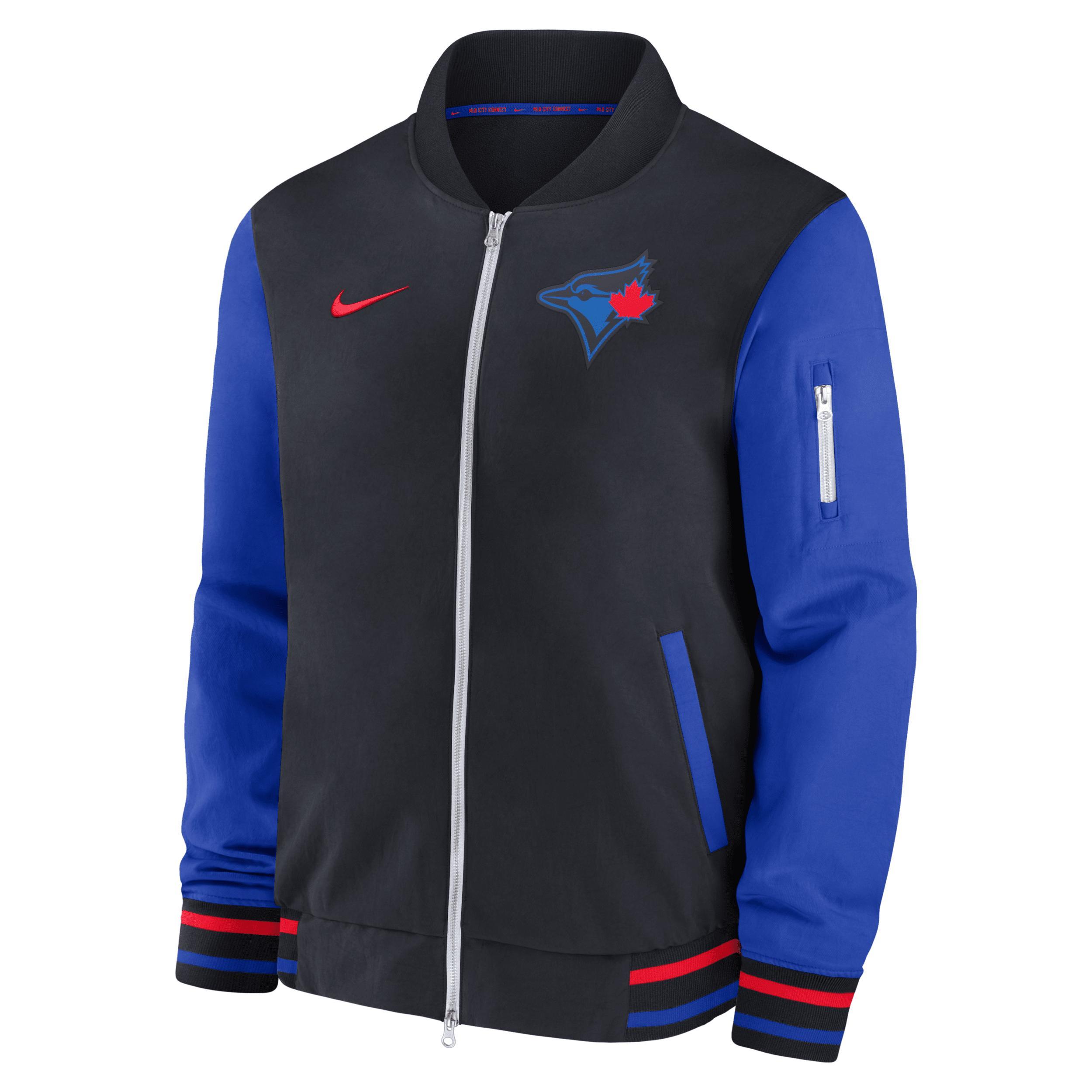 Nike Mens Black Toronto Blue Jays 2024 City Connect Authentic Collection Game Time Full-Zip Bomber Jacket Product Image