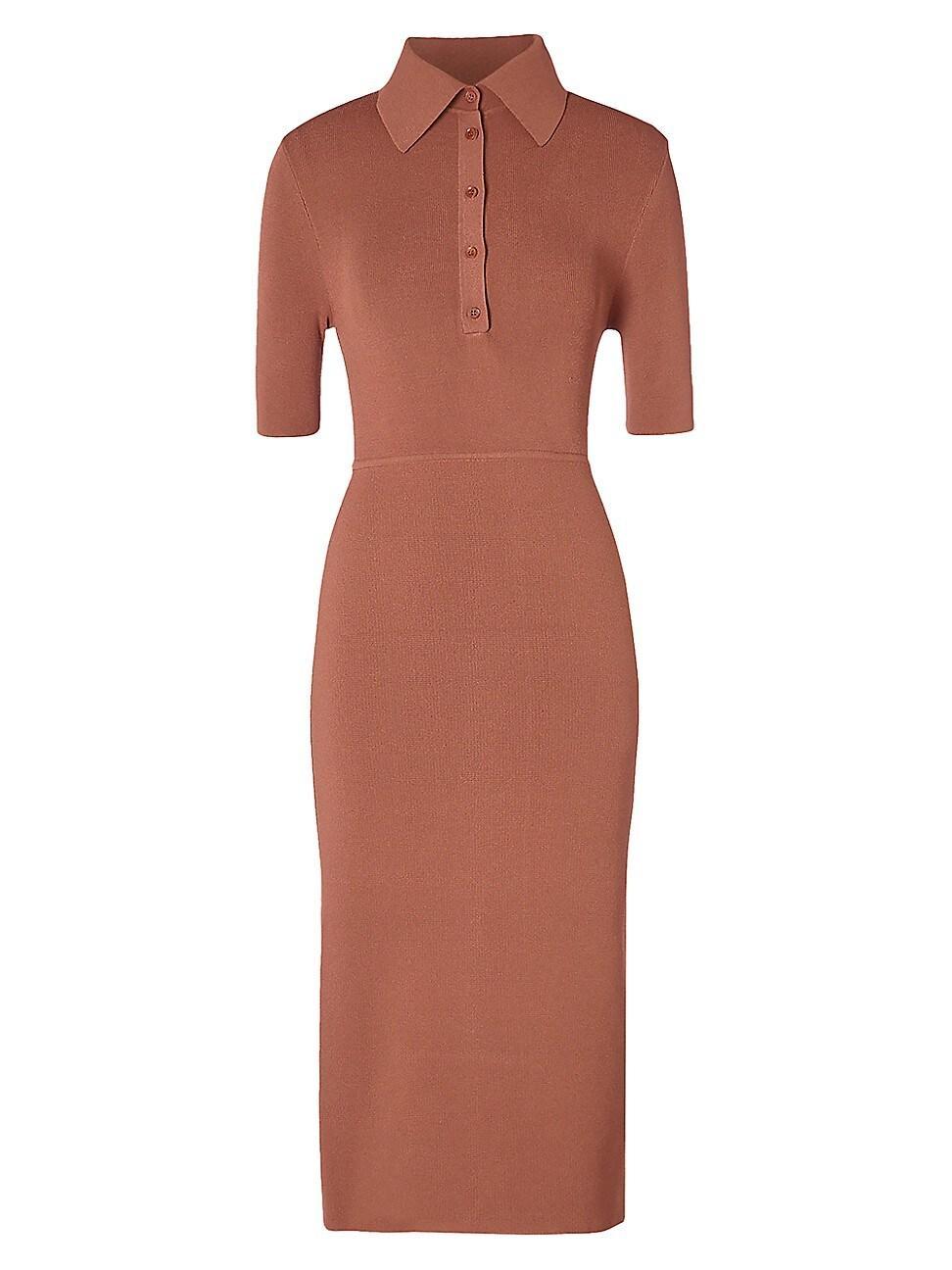 Womens Crepe-Knit Polo Midi-Dress Product Image