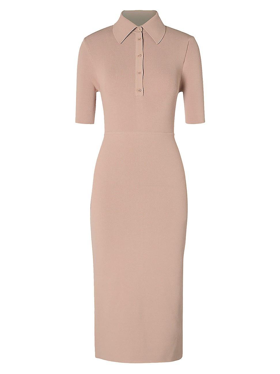 Womens Crepe-Knit Polo Midi-Dress Product Image