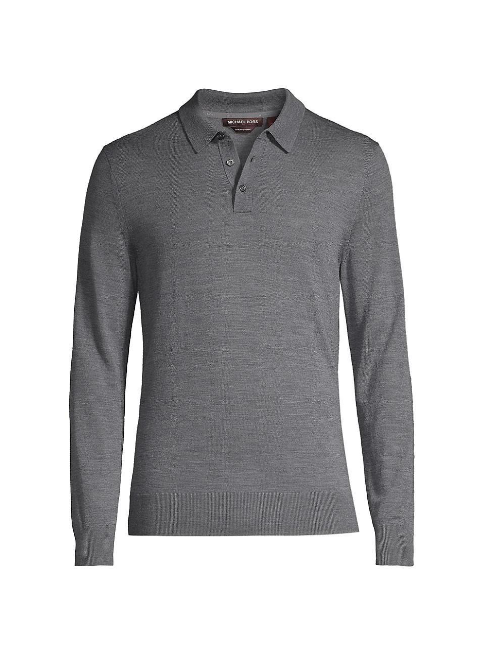 Mens Wool Long-Sleeve Polo Shirt Product Image