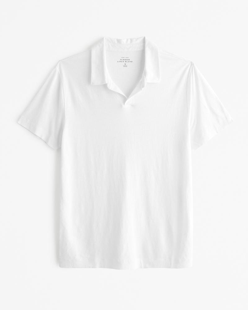 Summer Linen-Blend Johnny Collar Polo Product Image