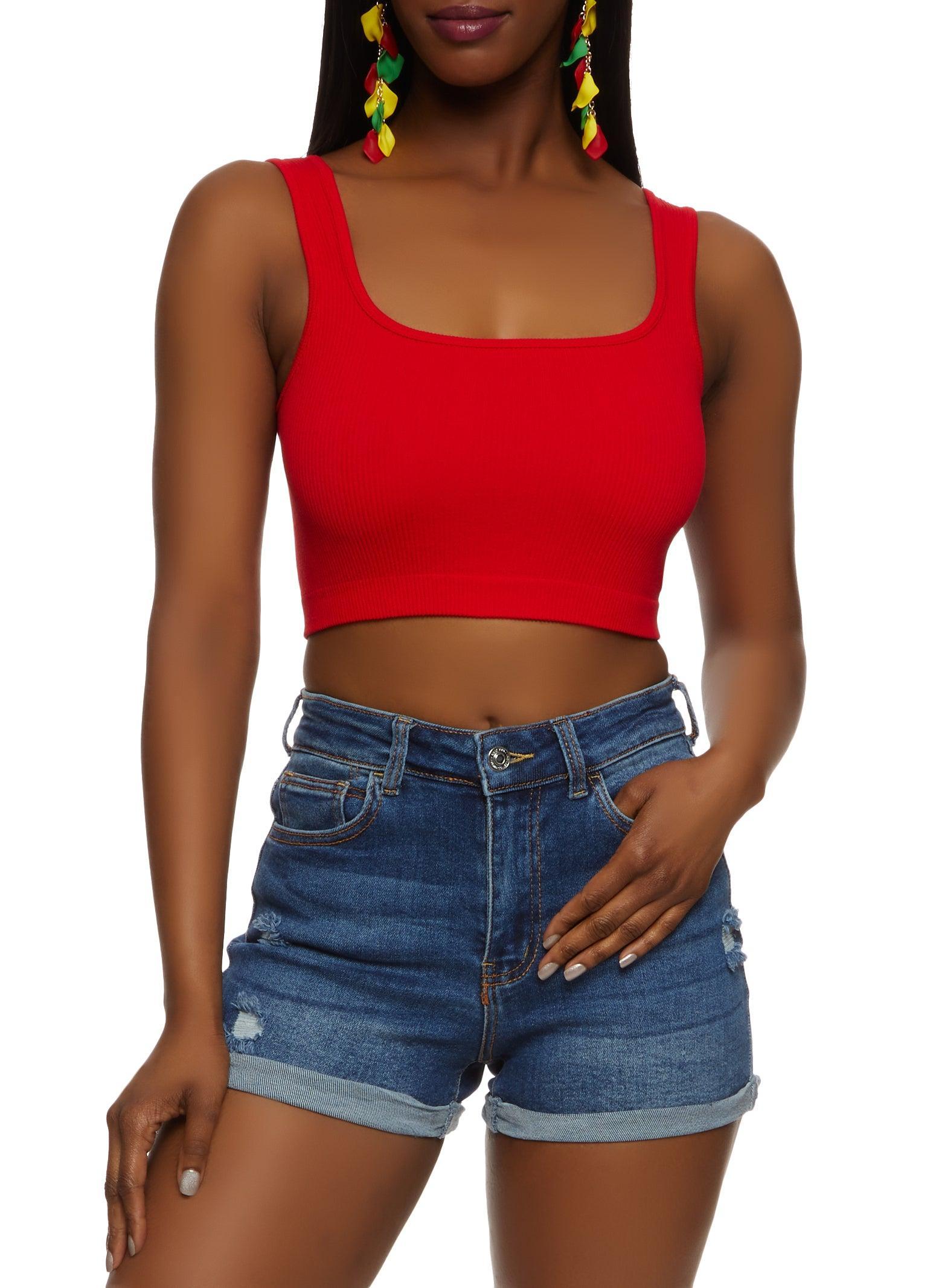 Womens Seamless Rib Knit Crop Top product image