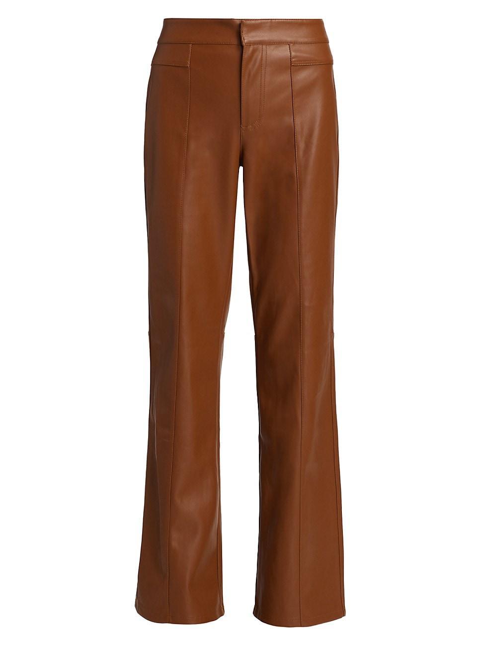 Uptown Faux Leather Flare Pants In Brown Product Image