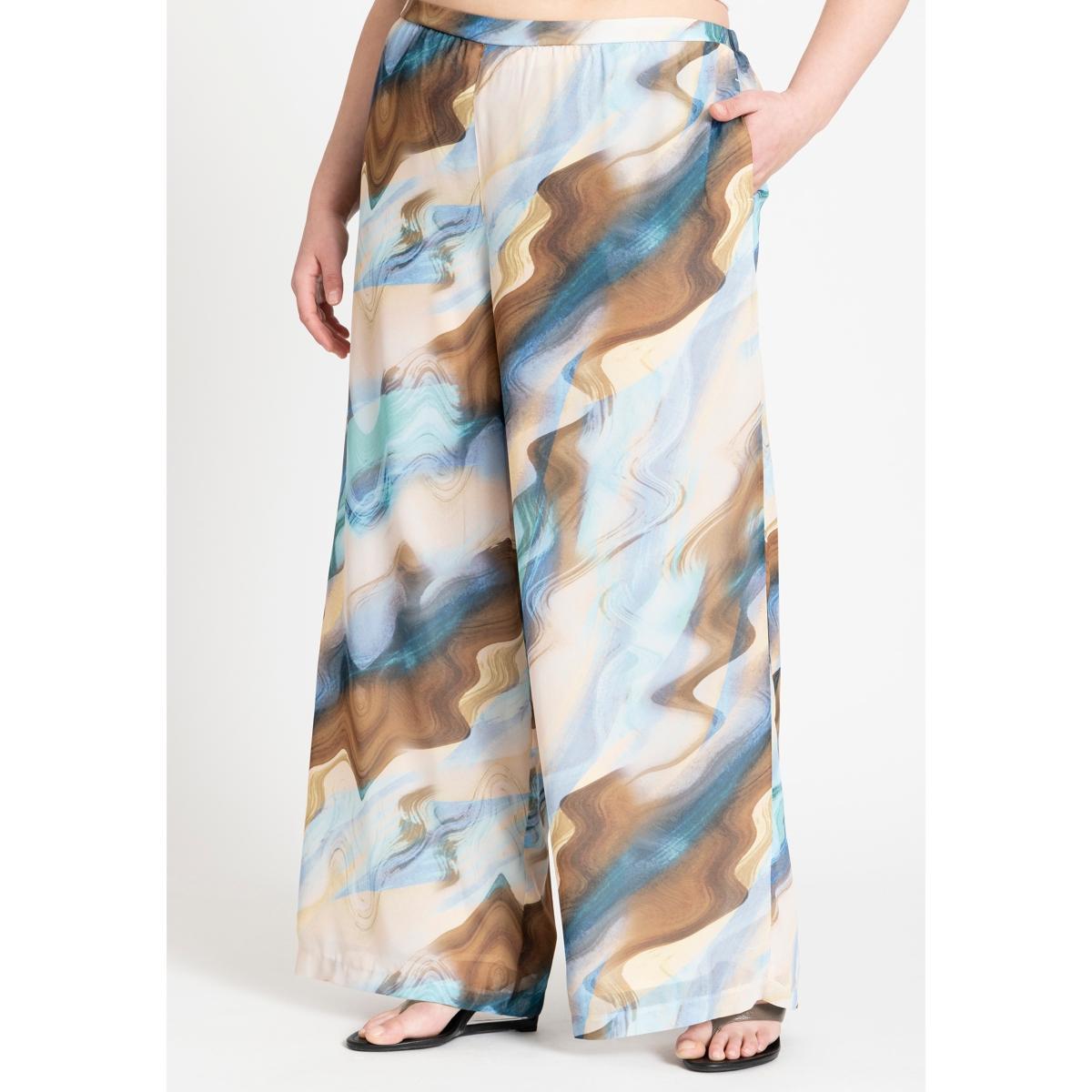 Eloquii Womens Wide Leg Printed Chiffon Pant Product Image