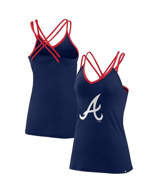 Womens Fanatics Branded Atlanta Braves Barrel It Up Cross Back V-Neck Tank Top Blue Product Image