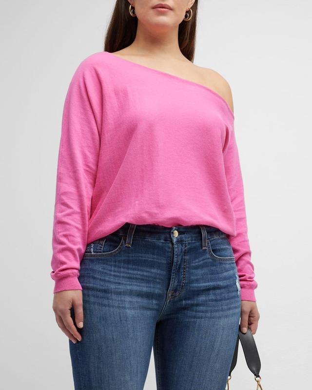 MINNIE ROSE One-Shoulder Cotton & Cashmere Sweater Product Image