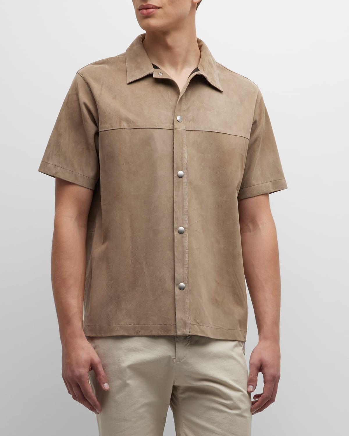 FRAME Short Sleeve Suede Snap-Up Shirt Product Image