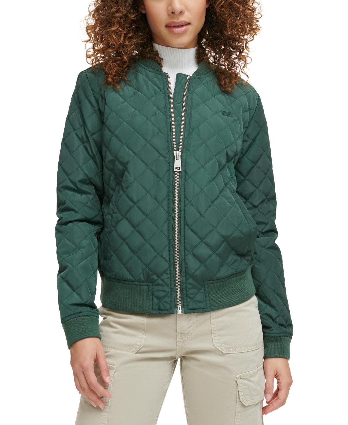 Womens Levis Diamond Quilted Bomber Jacket Blue Product Image