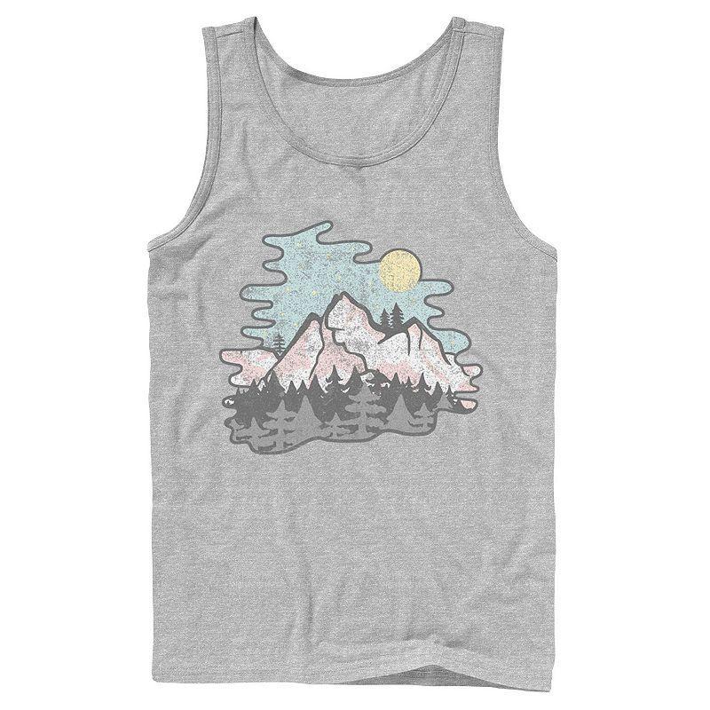 Mens Vintage Style Mountains At Twilight Nature Tank Med Grey Product Image