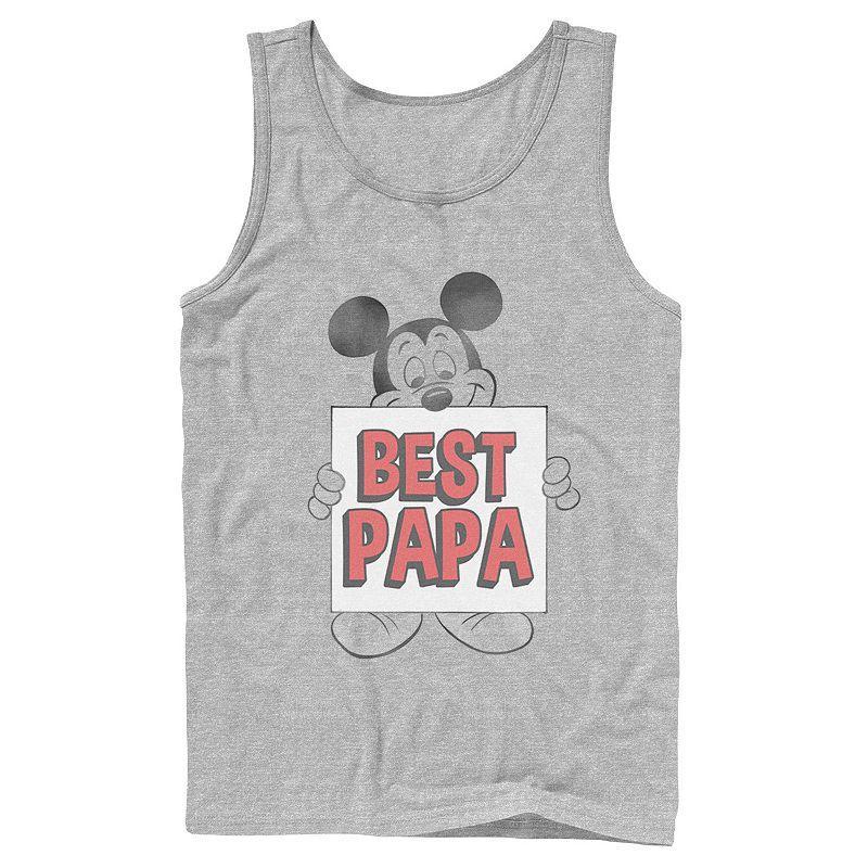 Mens Disney Mickey Mouse Best Papa Tank Top Athletic Grey Product Image