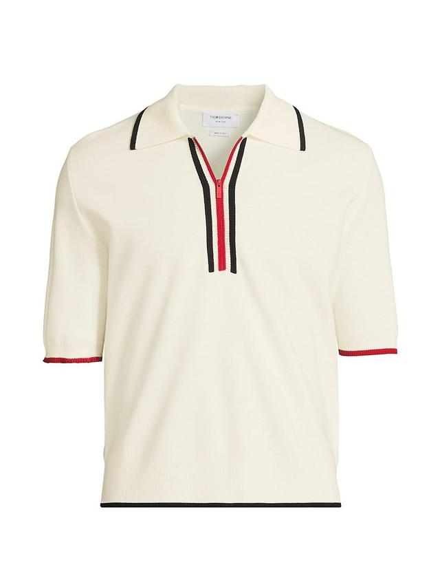 Mens Wool Half-Zip Polo Top Product Image