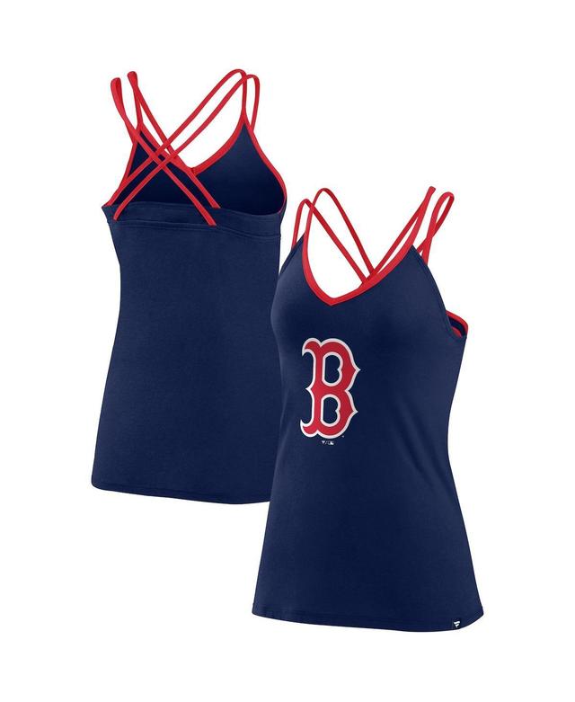 Womens Fanatics Branded Boston Red Sox Barrel It Up Cross Back V-Neck Tank Top Blue Product Image