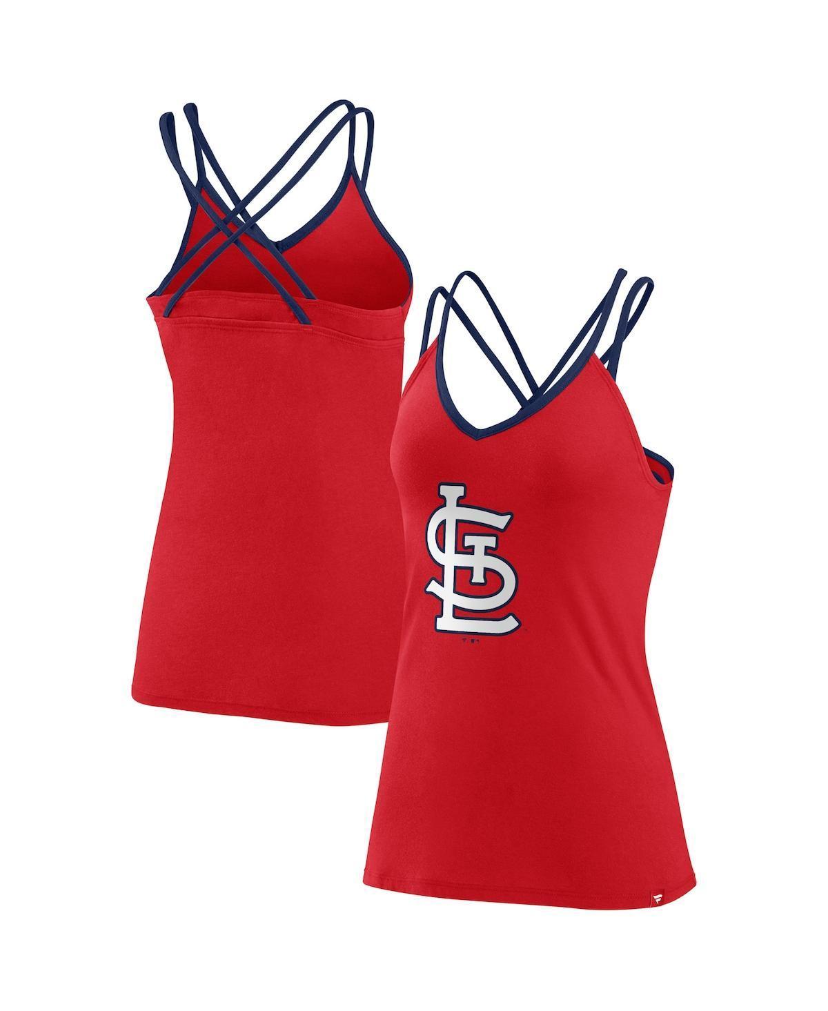 Womens Fanatics Red St. Louis Cardinals Barrel It Up Cross Back V-Neck Tank Top Product Image