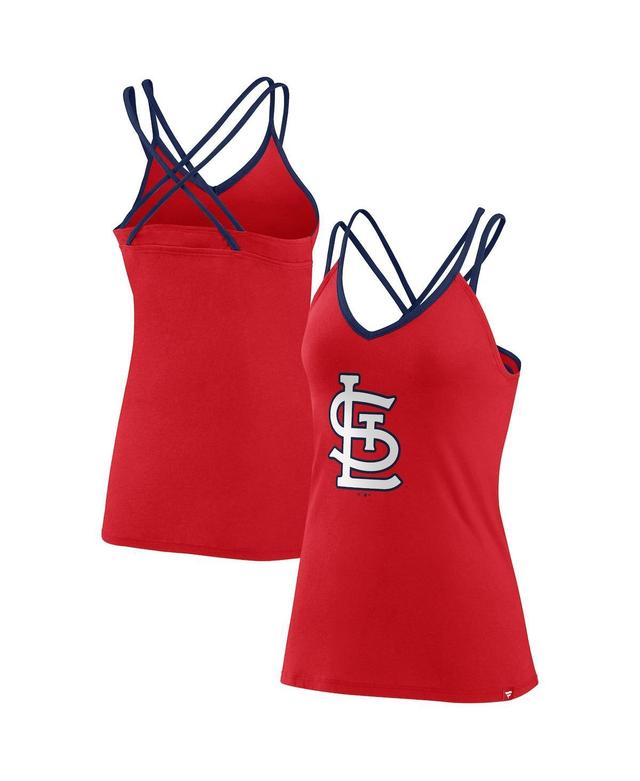 Womens Fanatics Branded St. Louis Cardinals Barrel It Up Cross Back V-Neck Tank Top Product Image