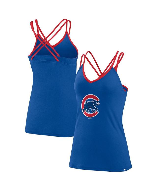 Womens Fanatics Royal Chicago Cubs Barrel It Up Cross Back V-Neck Tank Top Product Image