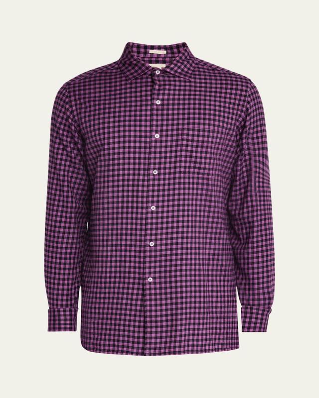 Mens Cotton Plaid Sport Shirt Product Image