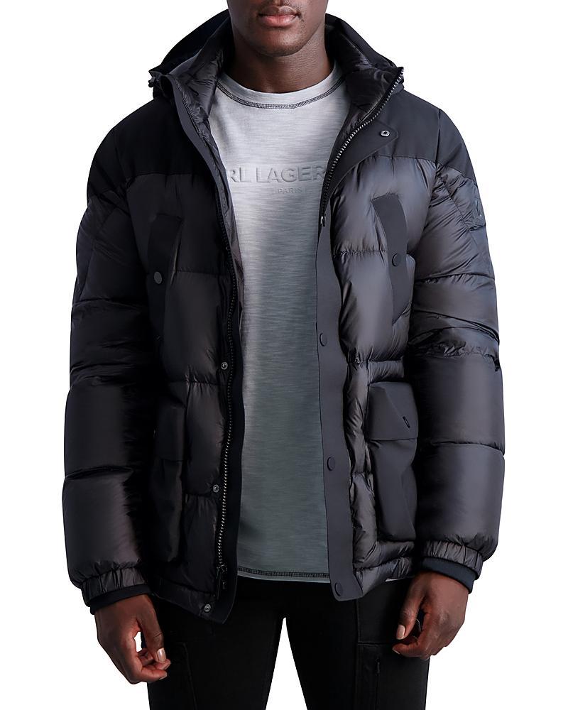 Karl Lagerfeld Paris Tonal Colorblocked Puffer Jacket Product Image