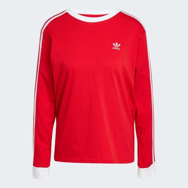 adidas Adicolor 3-Stripes Regular Long Sleeve Tee Better Scarlet XL Womens Product Image