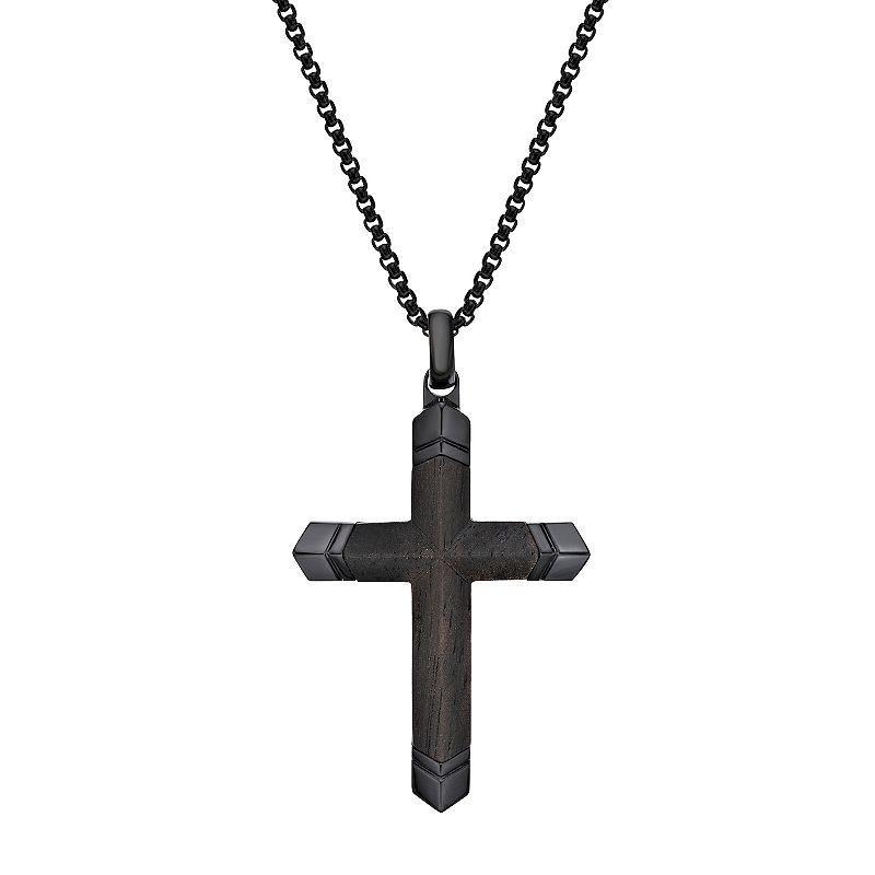 LYNX Mens Black Stainless Steel Cross Pendant Product Image