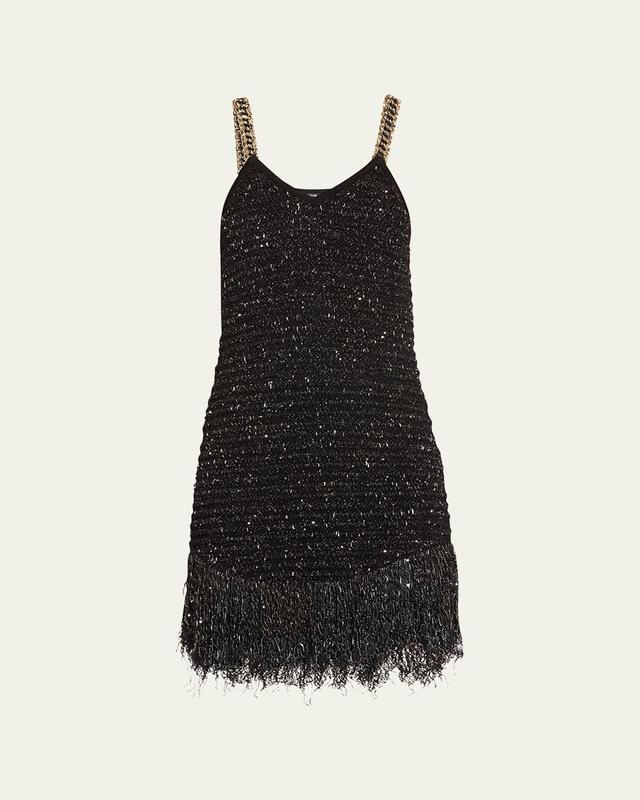 Womens Metallic Tweed Chain Minidress Product Image