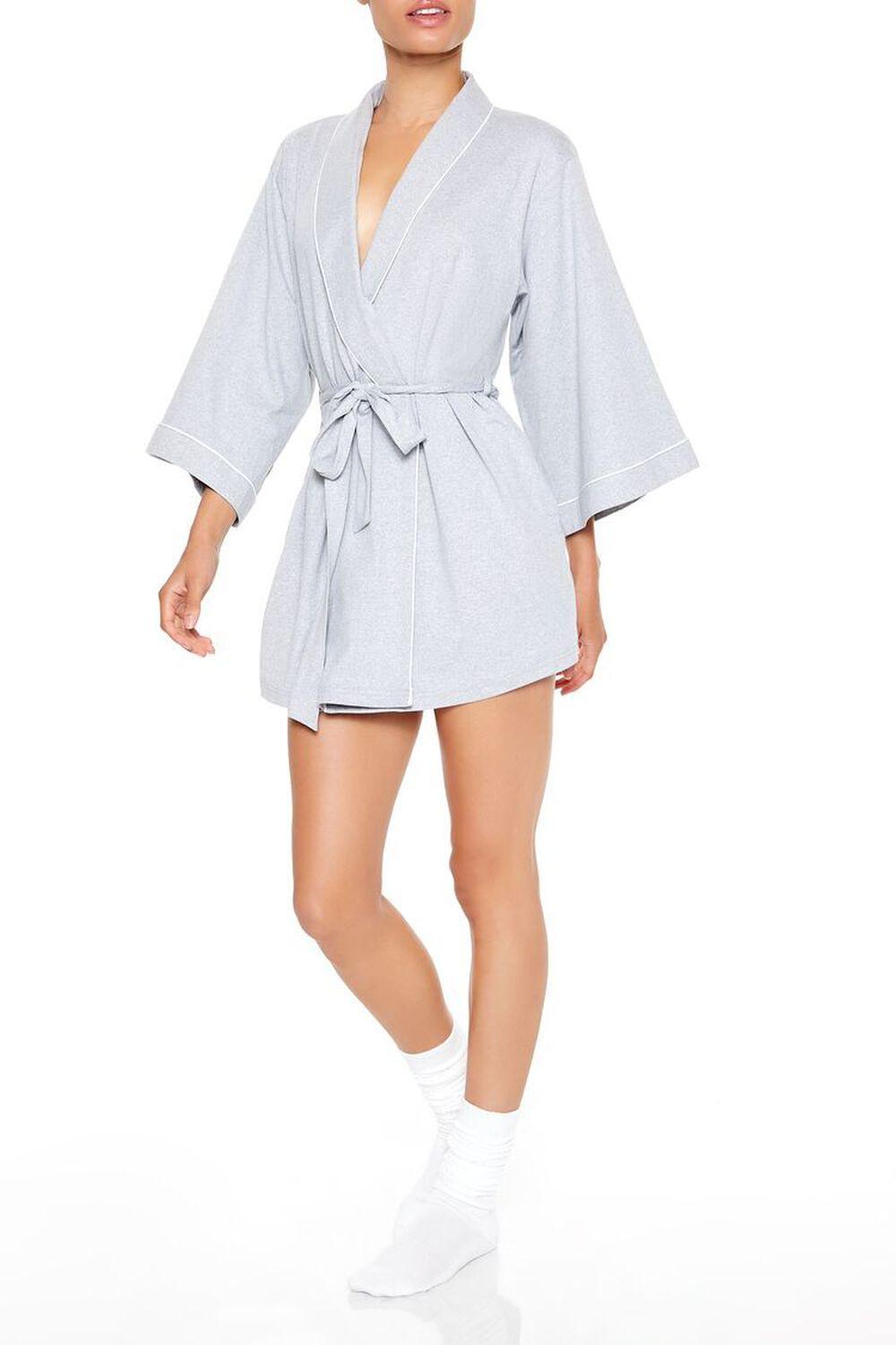 Piped-Trim Tie-Waist Robe | Forever 21 Product Image